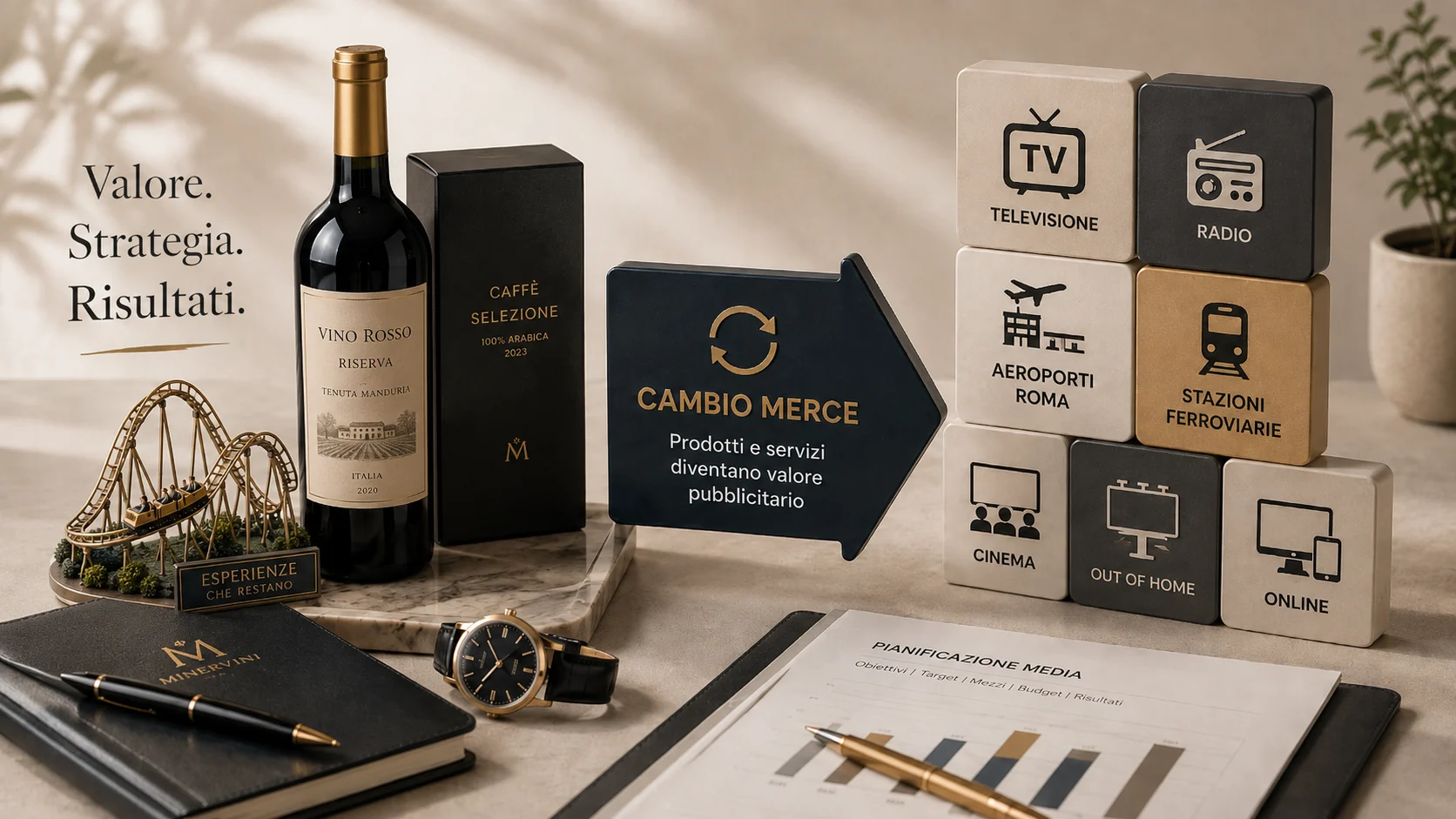 Cambio merce pubblicitario con beni e servizi di valore