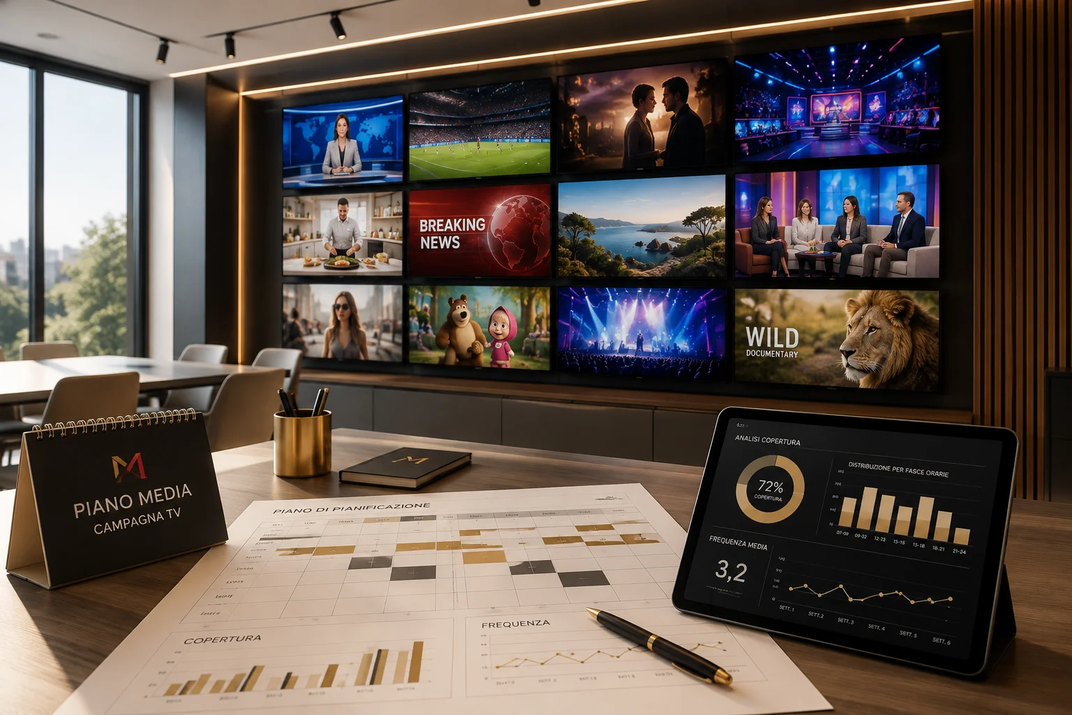 Pianificazione di campagne televisive su reti, programmi e fasce orarie differenti